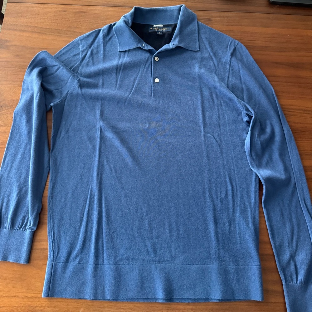 Brooks Brothers Classic Blue Long Sleeve Polo